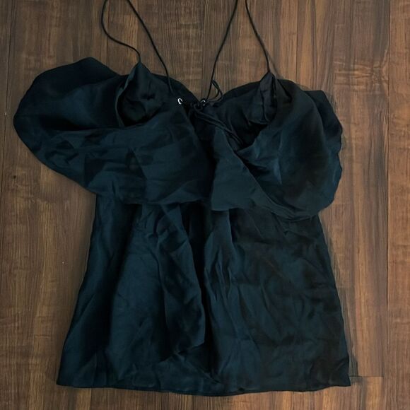 Black Luna Shirt Silk - Size Small Spaghetti Strap Shirt Tank - Picture 4 of 4
